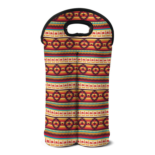 Native Inspired Pattern Print Double Neoprene Wine Tote