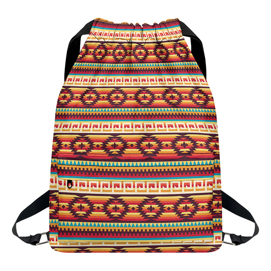 Native Inspired Pattern Print Drawstring Backpack
