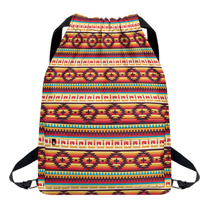 Native Inspired Pattern Print Drawstring Backpack