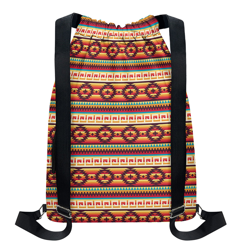 Native Inspired Pattern Print Drawstring Backpack