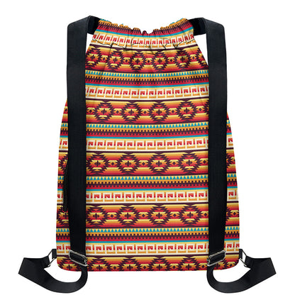 Native Inspired Pattern Print Drawstring Backpack