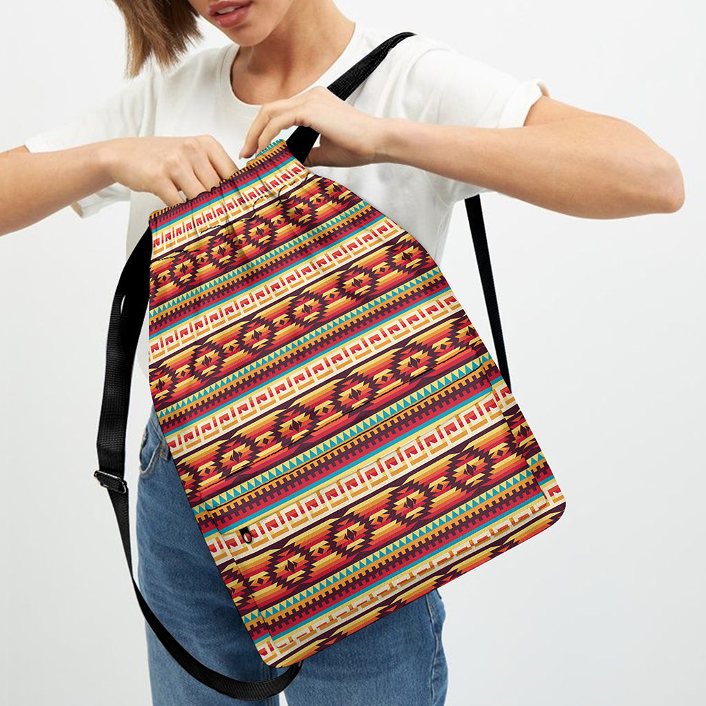 Native Inspired Pattern Print Drawstring Backpack