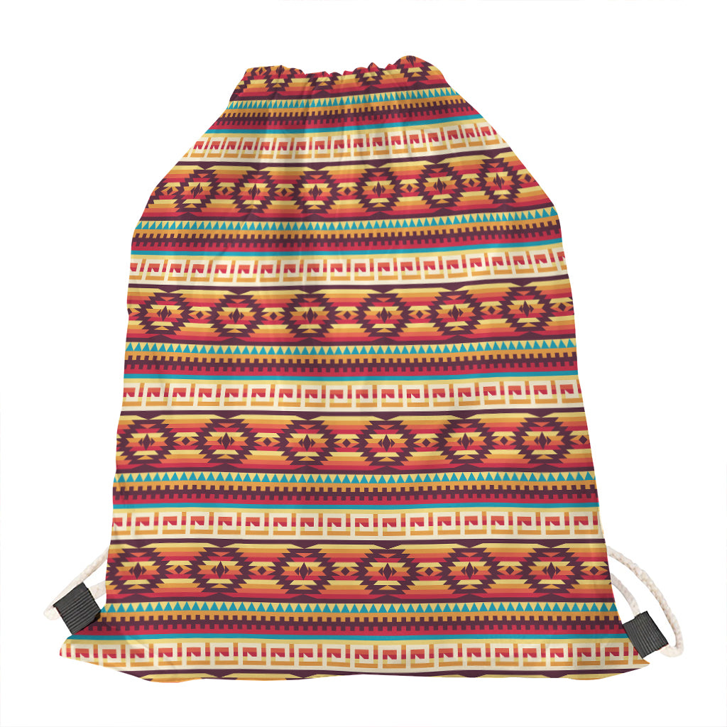Native Inspired Pattern Print Drawstring Bag
