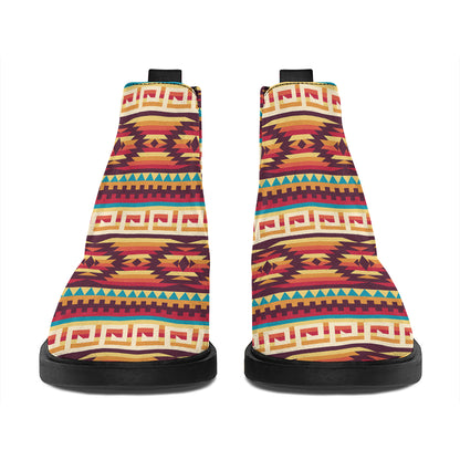 Native Inspired Pattern Print Flat Ankle Boots