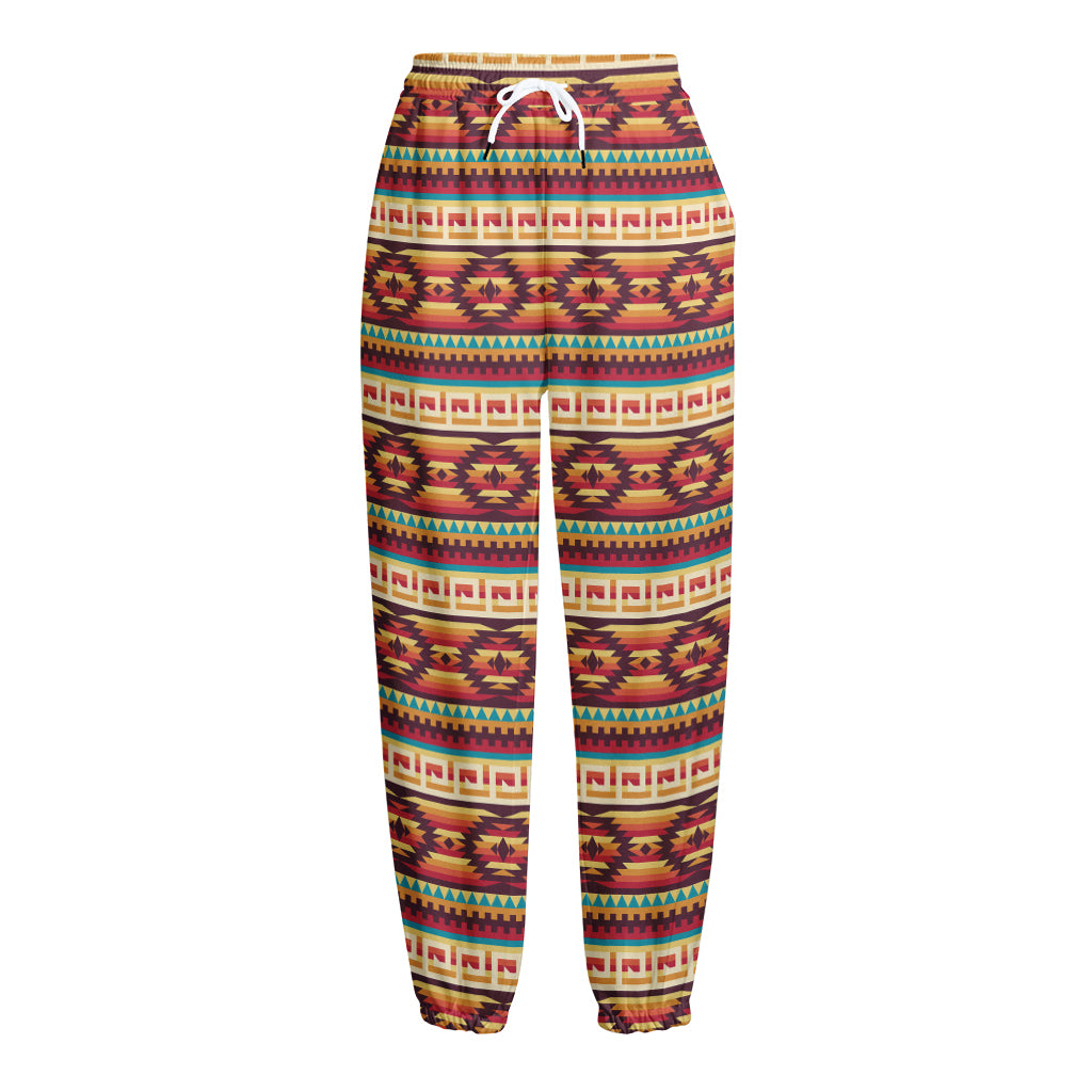 Native Inspired Pattern Print Fleece Lined Knit Pants