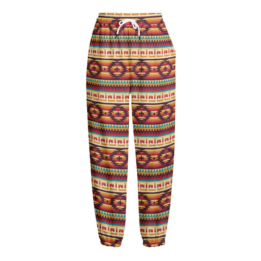Native Inspired Pattern Print Fleece Lined Knit Pants