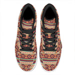 Native Inspired Pattern Print High Top Leather Sneakers