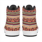Native Inspired Pattern Print High Top Leather Sneakers
