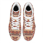 Native Inspired Pattern Print High Top Leather Sneakers