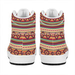 Native Inspired Pattern Print High Top Leather Sneakers