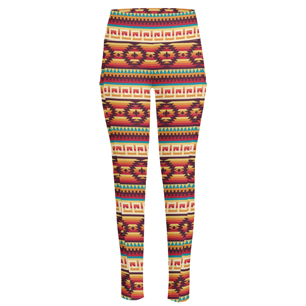 Native Inspired Pattern Print High-Waisted Pocket Leggings