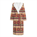 Native Inspired Pattern Print Hooded Bathrobe
