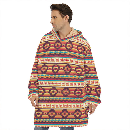 Native Inspired Pattern Print Hoodie Blanket