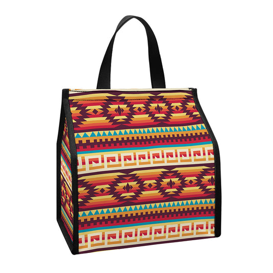 Native Inspired Pattern Print Insulated Lunch Tote