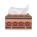 Native Inspired Pattern Print Leather Tissue Box Cover
