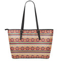 Native Inspired Pattern Print Leather Tote Bag With Zipper