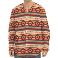 Native Inspired Pattern Print Long Sleeve Baseball Jersey