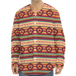 Native Inspired Pattern Print Long Sleeve Baseball Jersey