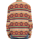 Native Inspired Pattern Print Long Sleeve Baseball Jersey