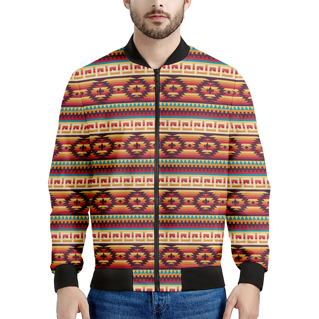 Native Inspired Pattern Print Men's Bomber Jacket