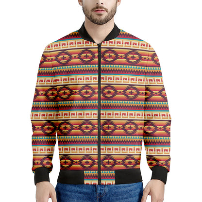 Native Inspired Pattern Print Men's Bomber Jacket