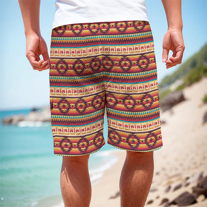 Native Inspired Pattern Print Men's Cargo Shorts