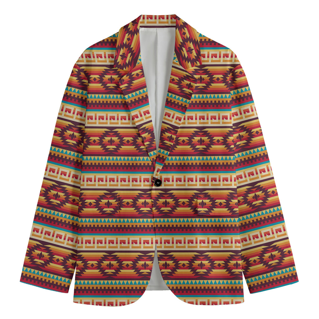 Native Inspired Pattern Print Men's Cotton Blazer