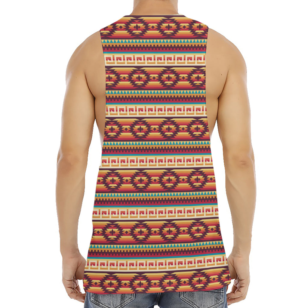 Native Inspired Pattern Print Men's Muscle Tank Top