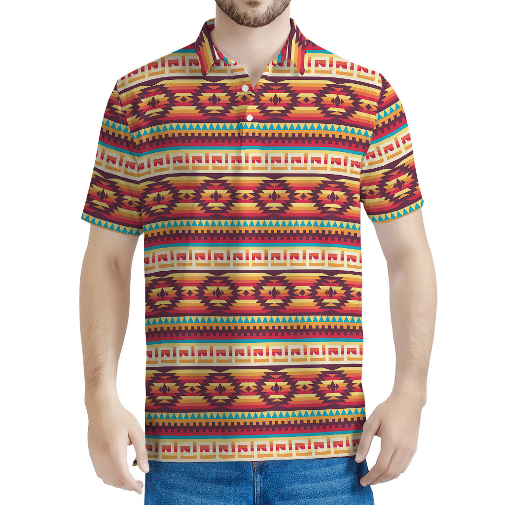 Native Inspired Pattern Print Men's Polo Shirt