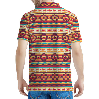 Native Inspired Pattern Print Men's Polo Shirt