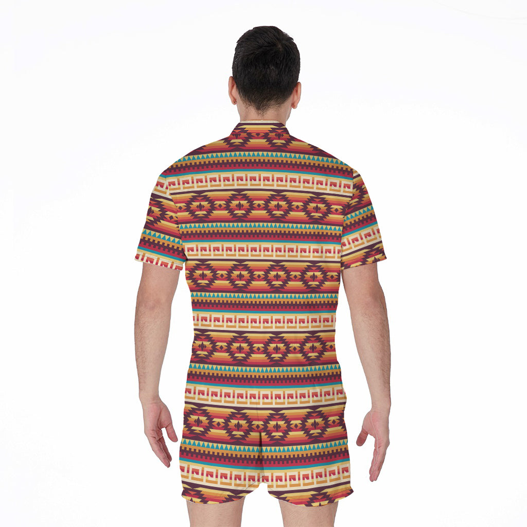 Native Inspired Pattern Print Men's Rompers