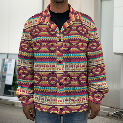 Native Inspired Pattern Print Men's Shirt Jacket