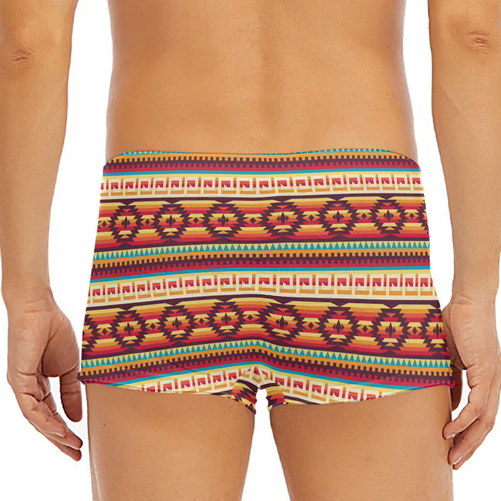 Native Inspired Pattern Print Men's Short Boxer Briefs