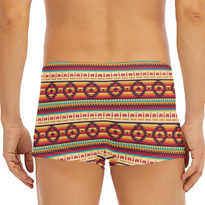 Native Inspired Pattern Print Men's Short Boxer Briefs