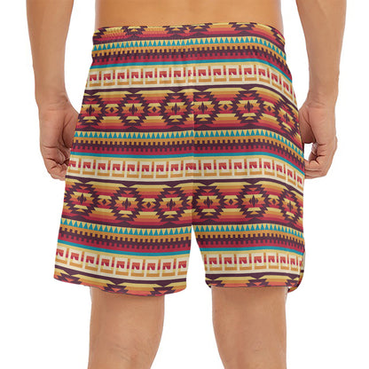 Native Inspired Pattern Print Men's Split Running Shorts