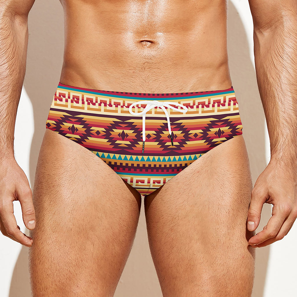 Native Inspired Pattern Print Men's Swim Briefs