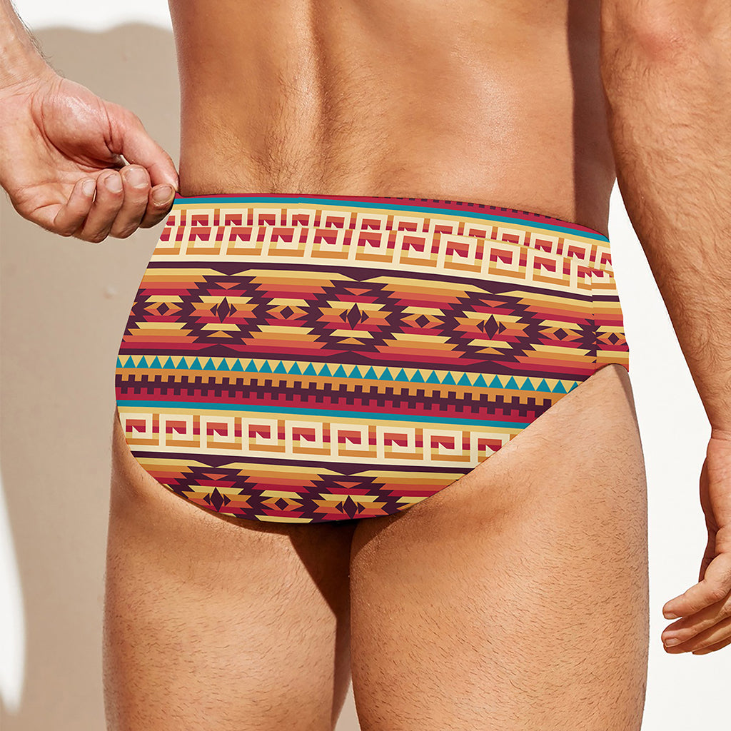 Native Inspired Pattern Print Men's Swim Briefs