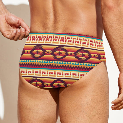 Native Inspired Pattern Print Men's Swim Briefs