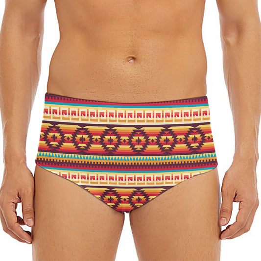 Native Inspired Pattern Print Men's Triangle Swim Briefs