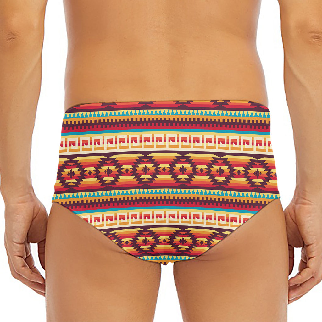 Native Inspired Pattern Print Men's Triangle Swim Briefs