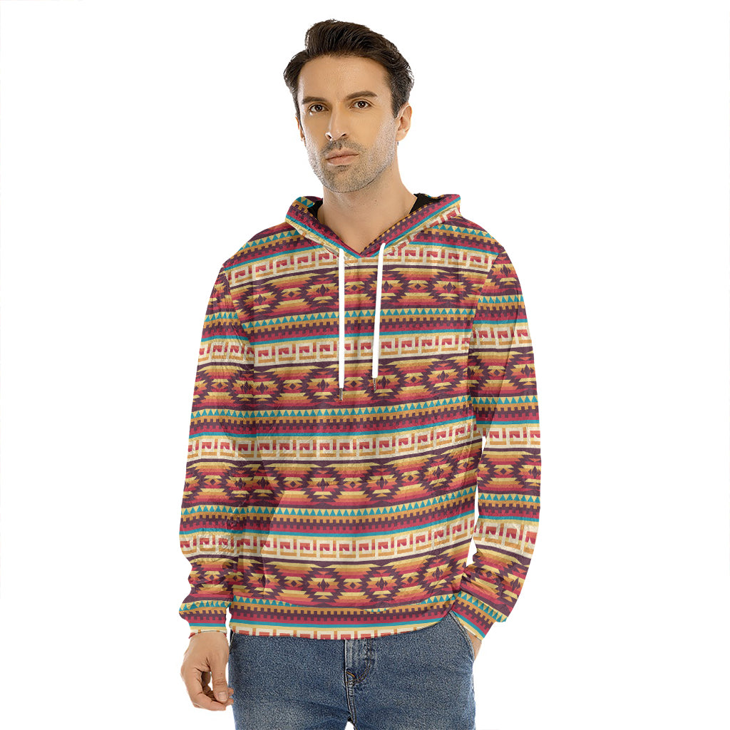 Native Inspired Pattern Print Men's Velvet Pullover Hoodie