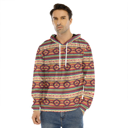 Native Inspired Pattern Print Men's Velvet Pullover Hoodie