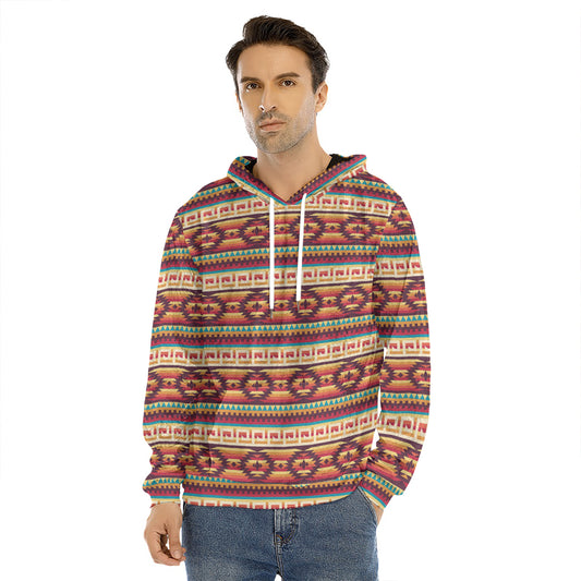 Native Inspired Pattern Print Men's Velvet Pullover Hoodie