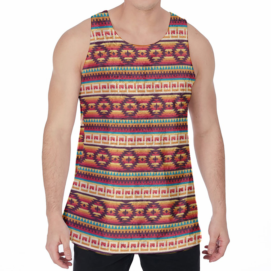 Native Inspired Pattern Print Men's Velvet Tank Top