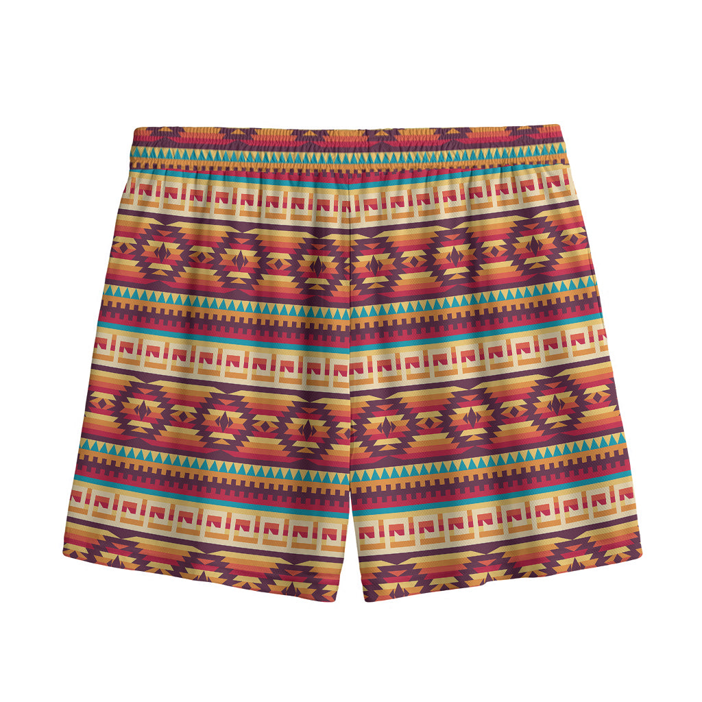 Native Inspired Pattern Print Mesh Shorts