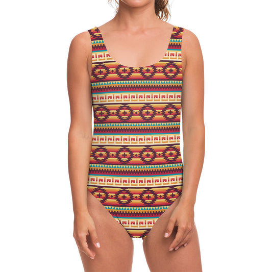 Native Inspired Pattern Print One Piece Swimsuit