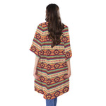 Native Inspired Pattern Print Open Front Beach Cover Up