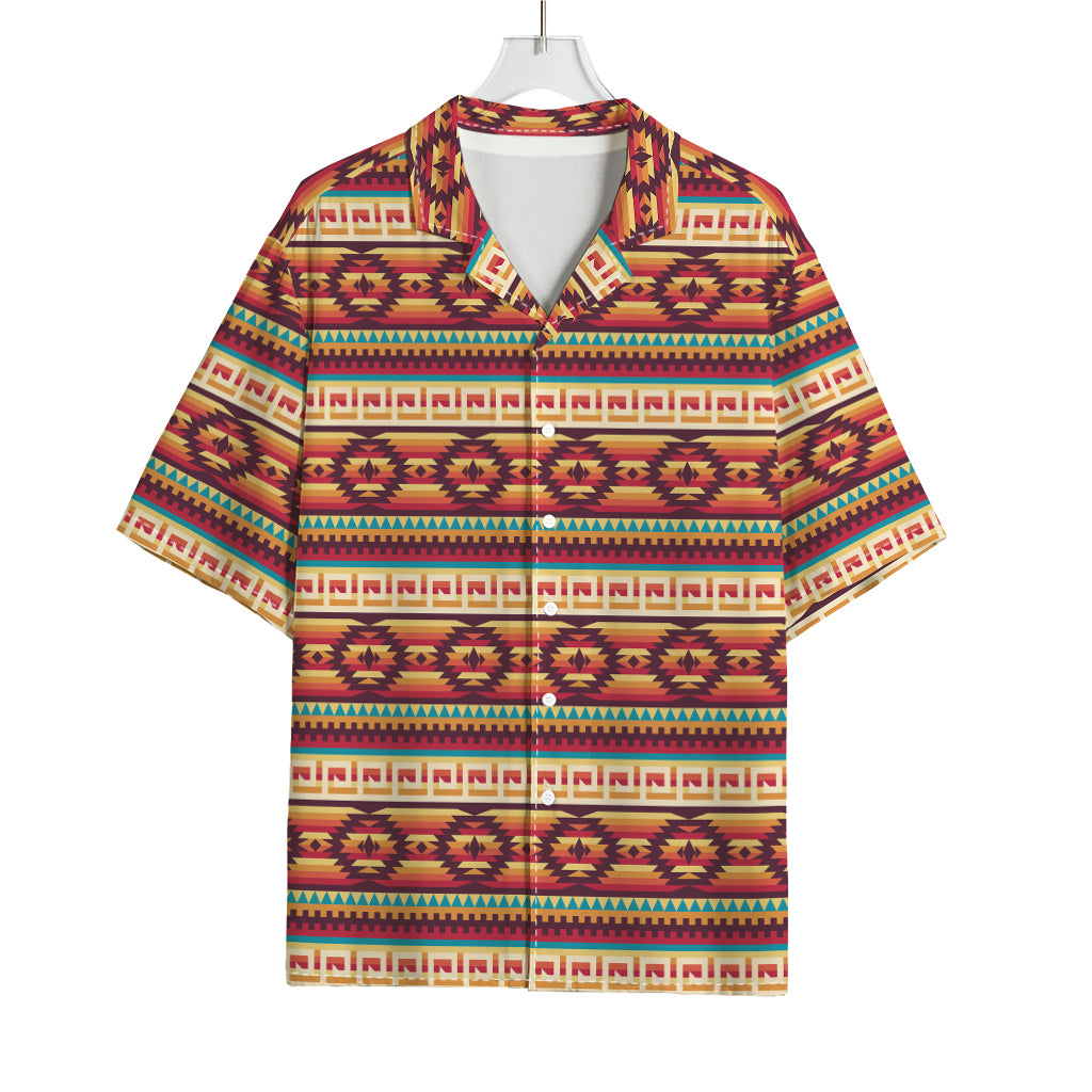 Native Inspired Pattern Print Rayon Hawaiian Shirt