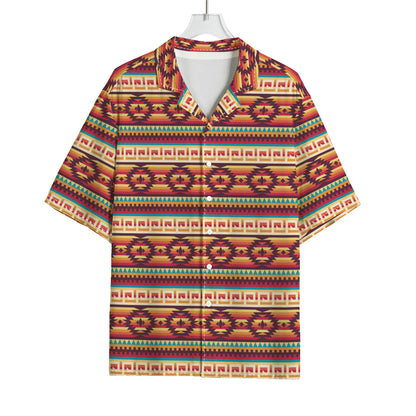 Native Inspired Pattern Print Rayon Hawaiian Shirt