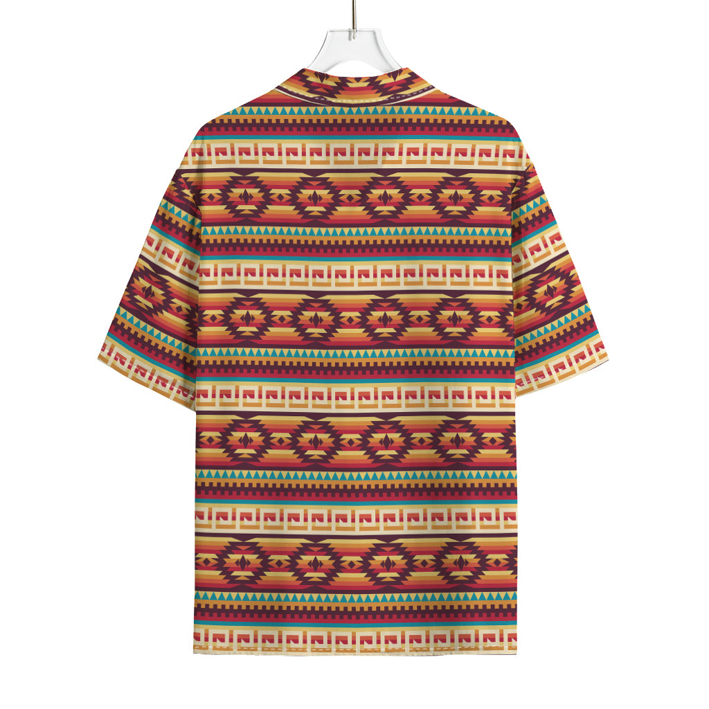 Native Inspired Pattern Print Rayon Hawaiian Shirt